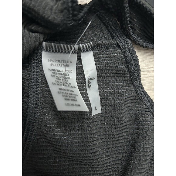 Lulu's black ribbed deep v bikini top unlined ribbed pull on size large new - Picture 4 of 6